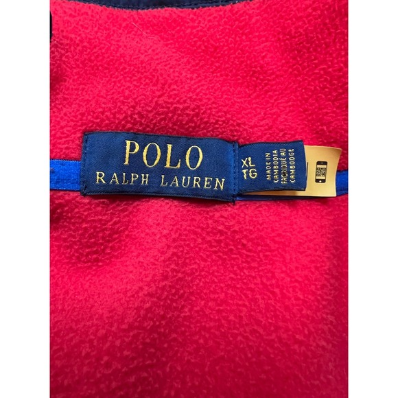 Polo Ralph Lauren Fleece Pullover Mens XL Red 1/4 Snap Mock Neck Jacket - Picture 4 of 7